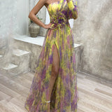 Orit™ | Asymmetrical One Sleeve Split Dress