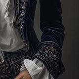 Erica | Long Vintage Velvet Jacket with Embroidery