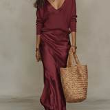 Effortless Ivory Knit & Satin Midi Ensemble