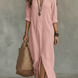 Timeless Button Maxi Dress – Elegant, Lightweight & Easy Fit