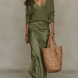 Effortless Ivory Knit & Satin Midi Ensemble