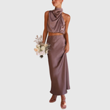 EMILY | SATIN DRAPE MAXI SET