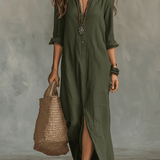 Timeless Button Maxi Dress – Elegant, Lightweight & Easy Fit