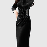 LILLO | VELVET SLIT RUCHED DRESS
