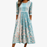 Spring Blossom Patchwork Midi Dress