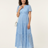 Brielle | V Neck Short Sleeve Tiered Midi Dress