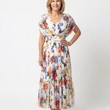 Savannah | Short Sleeve Pleated Floral Midi Dress