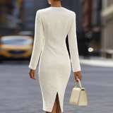 ANTIGONE | IVORY TWEED MIDI DRESS