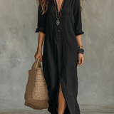 Timeless Button Maxi Dress – Elegant, Lightweight & Easy Fit