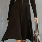 ZINNIA | ZIPPERED LONG SLEEVE DRESS WITH STRETCH FABRIC