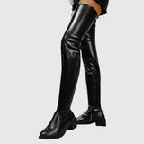 FENISSE | CHUNKY HEEL THIGH-HIGH LEATHER BOOTS