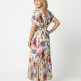 Savannah | Short Sleeve Pleated Floral Midi Dress