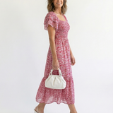 Odette | Off Shoulder Floral Smocked Midi Dress