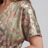 Coralie | Abstract Print V Neck Twist Waist Midi Dress