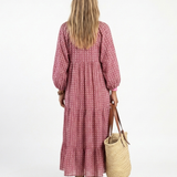 Arlette | Geometric Print Long Sleeve Midi Dress