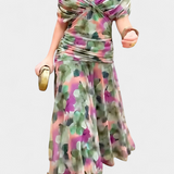 Florendra | Long Floral V Neck Dress
