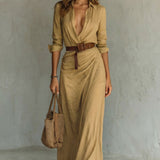 Azura – Button-down wrap dress – Belted maxi dress