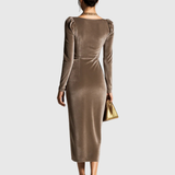 EADOLINE | ELEGANT PLEATED MIDI DRESS