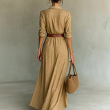 UNA | LAPEL-WRAP MAXI DRESS