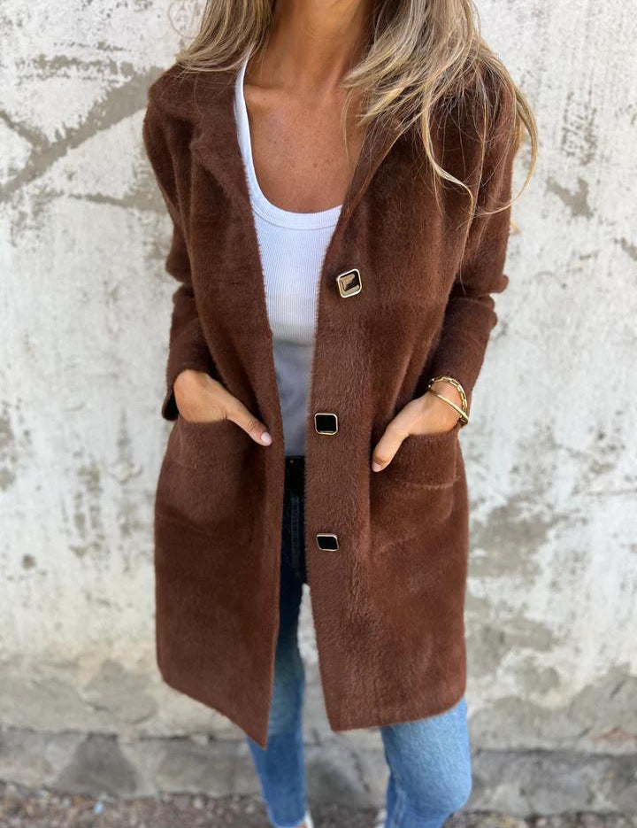 MORWENNA | LONG SLEEVE BUTTON COAT WITH POCKETS