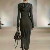 LIORRA | LONG-SLEEVE TUNIC DRESS WITH HOOD AND ZIPPER DETAIL