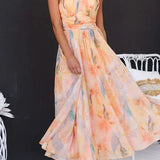 Sandra | Elegant Watercolour Maxi Dress for Summer