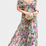 Florendra | Long Floral V Neck Dress