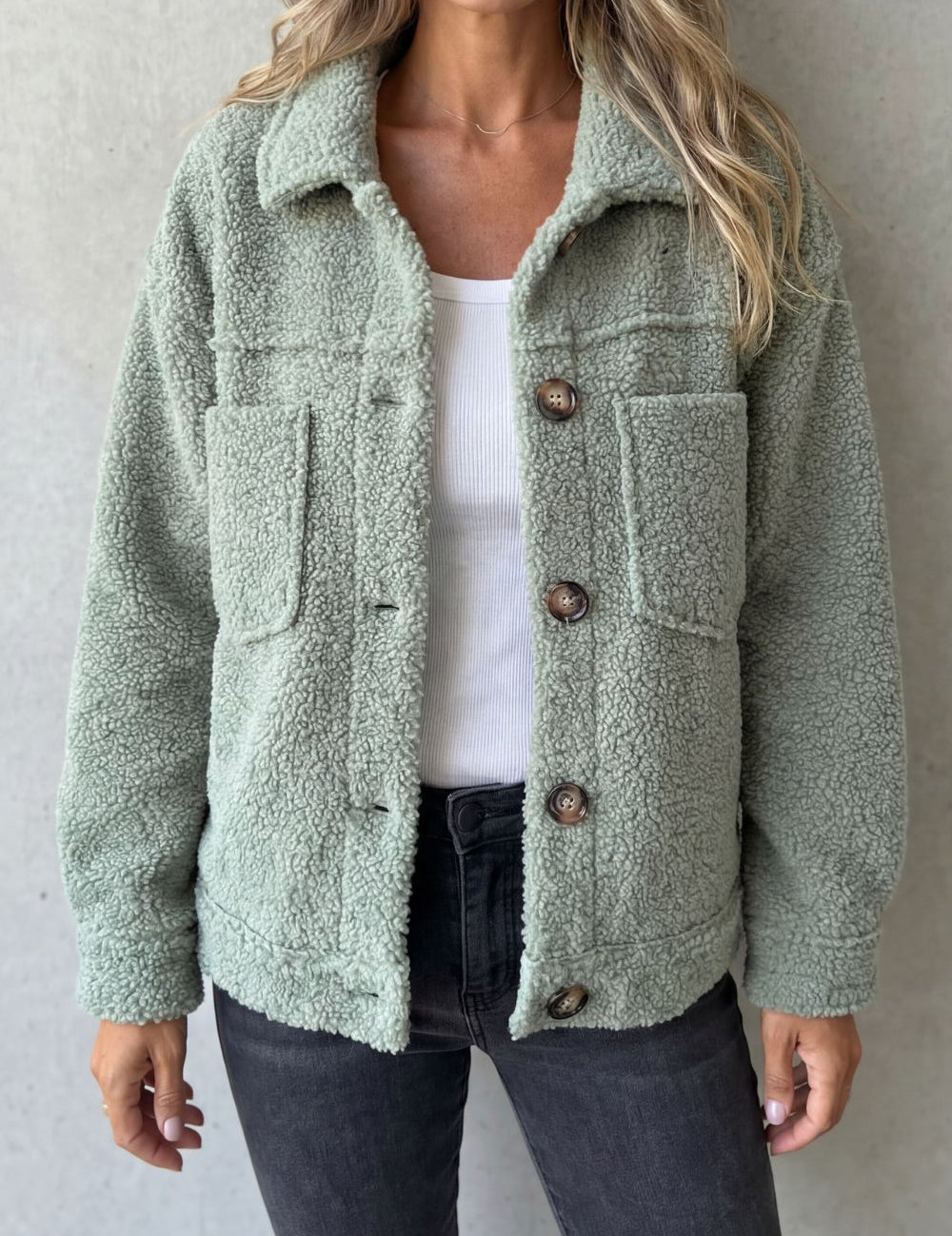 Floretta – Textured fleece style – Button-up jacket
