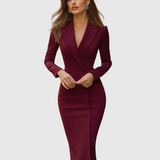 SELENEVA | ELEGANT TAILORED MIDI DRESS
