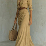 Azura – Button-down wrap dress – Belted maxi dress