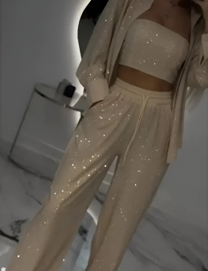 FIORALBA | SEQUIN LOUNGE SET – THREE PIECE