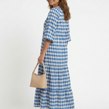 Elodie | Diamond Print Tiered Midi Dress