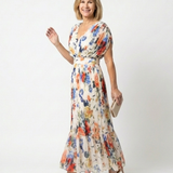 Savannah | Short Sleeve Pleated Floral Midi Dress