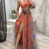 Orit™ | Asymmetrical One Sleeve Split Dress