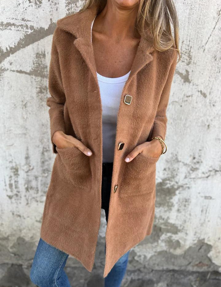 MORWENNA | LONG SLEEVE BUTTON COAT WITH POCKETS