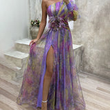 Orit™ | Asymmetrical One Sleeve Split Dress