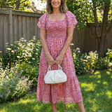 Odette | Off Shoulder Floral Smocked Midi Dress