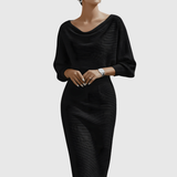 ISMÉRIA | WHITE DRAPED BATWING MIDI DRESS