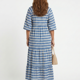 Elodie | Diamond Print Tiered Midi Dress