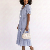 Dakota | Short Sleeve Striped Tiered Midi Dress