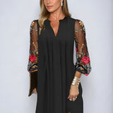 Julia – Embroidered Sleeve Midi Dress