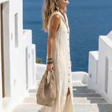 Marune | Sleeveless Button Front Hooded Maxi Dress
