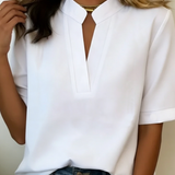 Élise — Elegant Short Sleeve V-Neck Blouse