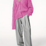 SERIAVI | V-NECK LIGHT GRAY CARDIGAN