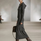 LIORRA | LONG-SLEEVE TUNIC DRESS WITH HOOD AND ZIPPER DETAIL