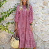 Arlette | Geometric Print Long Sleeve Midi Dress