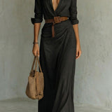 Azura – Button-down wrap dress – Belted maxi dress