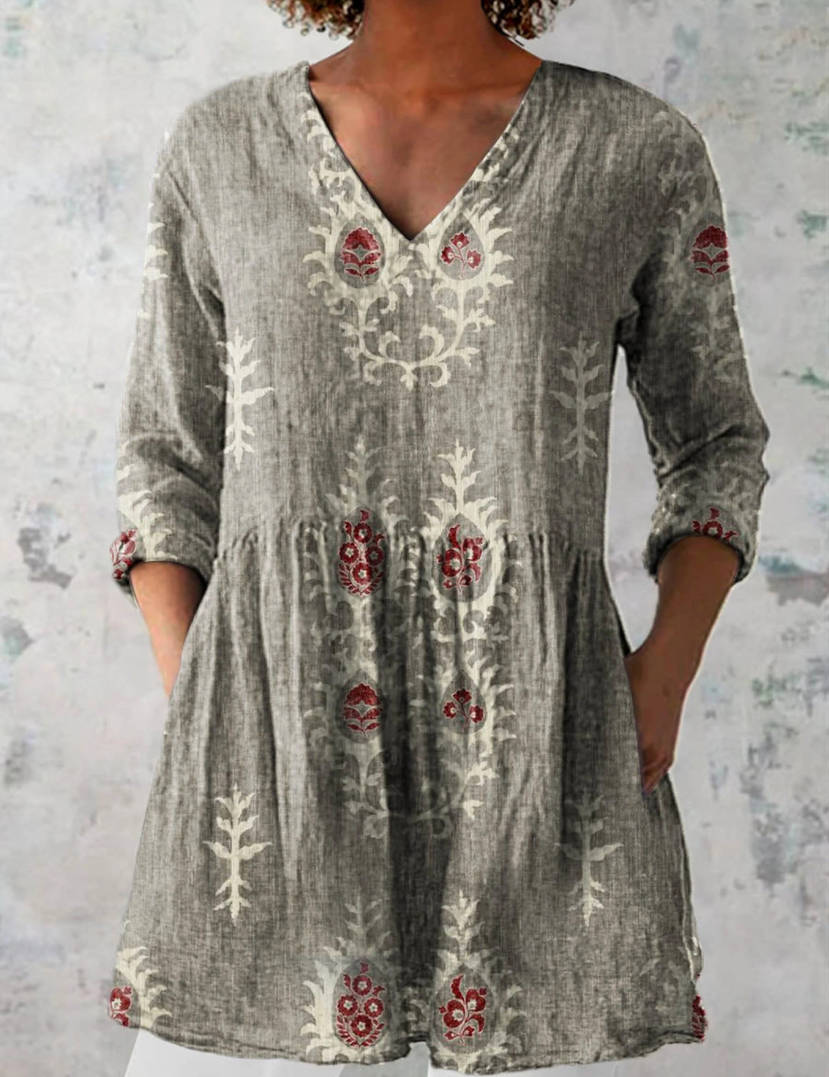 Elise | Long Blouse with V-Neck