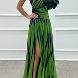 AURORA | ELEGANT STRIPED DRESS WITH ONE SHOULDER