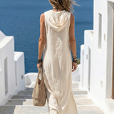 Marune | Sleeveless Button Front Hooded Maxi Dress